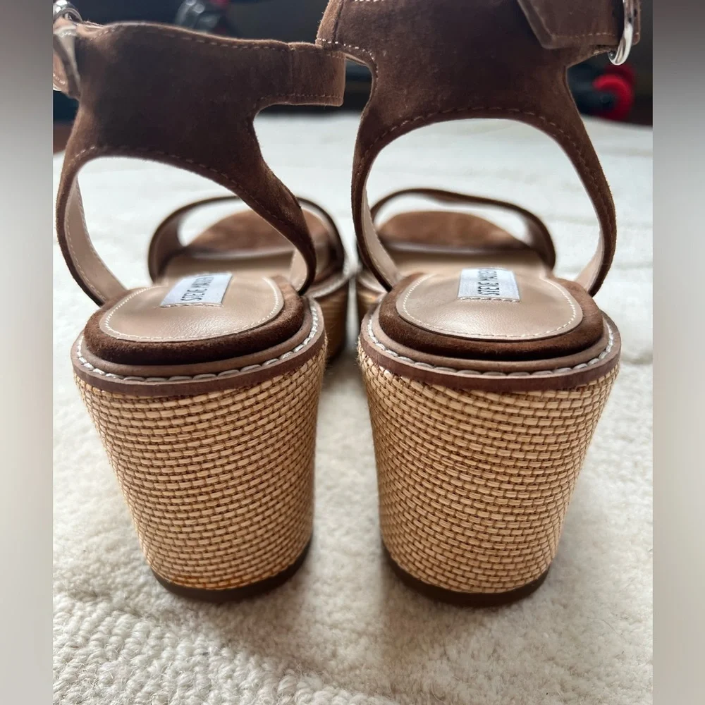 Steve Madden Women’s Composed Raffia Wedge Platform Sandals - Picture 4 of 6